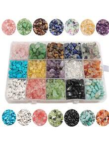 1 Set Natural Chip Stone Random Colors Beads Asymmetrical Gemstones Healing Crystal Loose Rocks Bead Hole Drilled DIY For Bracelet Jewelry Making Crafting