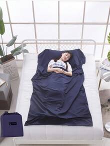 1pc Lightweight & Compact Travel & Camping Sleeping Bag Liner - Suitable For Single Or Double Use, Breathable, Soft, Portable For Hotel, Camping, Dorm, Backpacking
