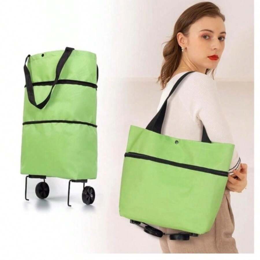 Carrinho de Compras Dobrável, Carrinho Dobrável com Rodas, Sacola de Compras Reutilizável, Bolsa de Viagem Unissex, Suprimentos para Casa e Cozinha, Bolsa de Compras Portátil com Rodas, Carrinho à Prova d'Água. - Multicolorido - Visão 1