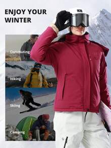 CAMEL CROWN Women's Waterproof Warm Ski Jacket With Fleece Lining And Hood, Winter Ski Wear - Pink - View 6