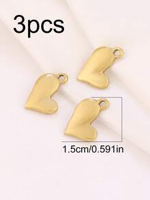 3 piezas de encantos de acero inoxidable con forma de corazón para hacer joyas DIY, hallazgos, aretes, pulseras, collares, decoración colgante - colgante - Ver 15