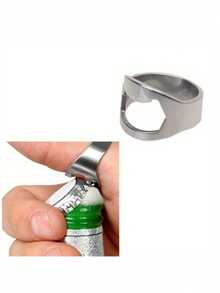 1pc New Stainless Steel Creative Versatile Cool Finger Ring Bottle Opener Bar Beer Tools - Silver - View 1