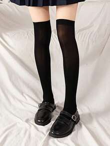 1/2 Pairs Of Women's Spring And Autumn Velvet Stockings Above The Knees, Soft And Comfortable, Hand-Washable, Suitable For Daily Wear  Fabric    None - 白色 - 查看 4
