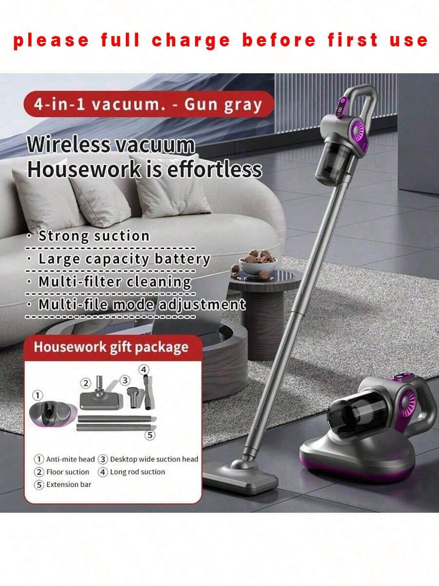 Cordless Handheld Dust Mite Vacuum Cleaner, Suitable For Car And Home, Strong Suction, 2000mAh Battery Capacity