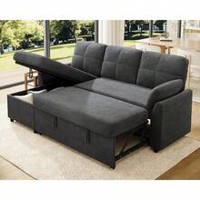 Modern L-Shaped Sofa Bed, Convertible Sleeper Sofa With Storage Chaise And Pull Out Couch Design, Stylish Sectional Couch For Living Area - 灰色 - 查看 1