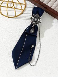 1枚优雅设计布艺蝴蝶结手工宫廷合金闪亮全钻胸针，高贵女士胸针，奢华珠宝胸针，适合约会和日常佩戴 - 復古 - 查看 11