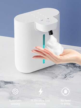 1pc Automatic Soap Dispenser, Rechargeable Bathroom Liquid Soap Dispenser, Touchless Hand Wash Foam Soap Dispenser, Wall Mounted For Bathroom, Restroom, Kitchen, Hotel, Hospital, Mall, Easy Installation With USB Charging Cable And Wall Sticker, 500ml Capacity Sensor Automatic Foaming Hand Soap, Dish Soap Dispenser