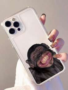 Funda de Teléfono Transparente con Patrón de Chimpancé - Multicolor - Ver 4