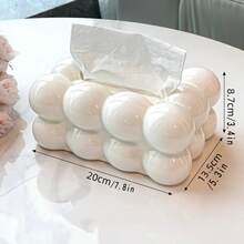 1pc Tissue Box Holder + Solid Color Plastic Tissue Paper Dispenser Box, Fits Desktop Napkin Holder (Bathroom / Kitchen / Home) - Multicolor - View 4