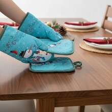 Manoplas y agarraderas navideñas con bonito estampado, antideslizantes y resistentes al calor, para cocina