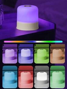 1pc Touch Control Lamp Bedside Lamp, Eye-Caring LED Night Light, USB Powered/Rechargeable Nightlight For Room, Bedroom, Bedside Lamp, Room Decor, Lamp, Christmas Light, Lampshade, Bedroom Decor, Christmas Decoration, Bedroom, Home Decor Living Room, Projector, Bedroom Wall Lamp, Light, LED Lamp, Fairy Lights, Christmas Gift, Home Decor, Christmas - 觸摸小夜燈 - 查看 3