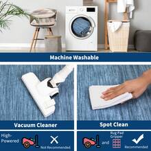 1Pcs Room Decor Modern Washable Scalloped Border Solid Blue Area Rug For Living Room Indoor Bedroom Foldable Floor Mats, Soft Low Pile Non Shedding Carpets For Offices Non-Slip Runner For Hallway Dorm - 灰藍色 - 查看 6
