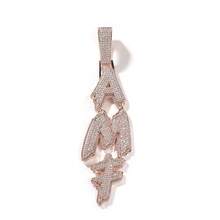 Customized Vertical Small Ice Sugar Letter Pendant Brass Cubic Zirconia Necklace, DIY Name Pendant, Hiphop Couple Everyday Wear, Comes With 1 Braided Chain - 豎排毛刺 - 查看 8