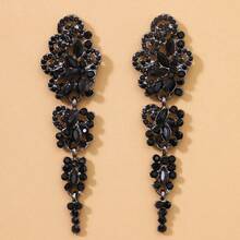 1 Pair Fashion Geometric Long Earrings Perfect For Wearing At Banquets, Graduation Balls, Parties, And Other Special Occasions, It's A Perfect Accessory To Enhance The Overall Look, Both Bold And Stylish - 黑色 - 查看 9