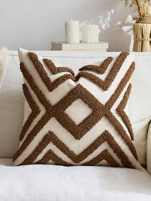 1pc/2pcs Beige Boho Throw Pillow Covers 45X45cm, Woven Tufted Decorative Pillowcases With Tassels Bohemian Cushion Covers For Couch Sofa Car Bedroom Living Room - White - View 3