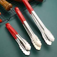 1 Anti-Slip And Heat-Resistant Stainless Steel Food Tongs, Durable, Suitable For Meat, Salad, Bread, Barbecue, Buffet, Cookware, Essential Kitchen Tools