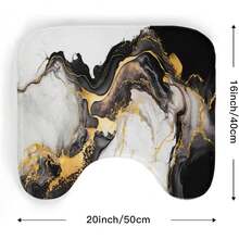 U Shaped Toilet Rug - Absorbent, Non-Slip, Soft Plush Bathroom Rug, Washable, 16x20 Inch, Marble Pattern, Bathroom Decor - Hydrangea Pattern 3 - View 7