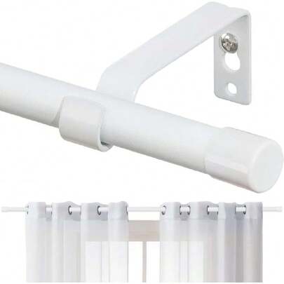 Barra de cortina blanca mate, barras de cortina pequeñas de 5/8 puadas (1.6 cm) para ventanas de 58 - 168 cm, ju de barras de cortina resistentes con soportes (0.58-1.68 m),30828585