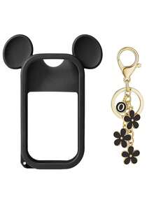 2个/1个/套 30毫升洗手液喷雾瓶保护套，26个花卉字母珍珠包包挂饰喷雾瓶标记，以及硅胶米老鼠耳朵造型喷雾瓶防摔防撞保护套，珍珠手链设计，方便旅行携带，可轻松挂在包包、钥匙或儿童背包上，耐磨、防水、可水洗、可重复使用。 - 黑色 - 查看 22