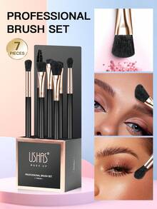 USHAS 7件套专业眼部化妆刷套装，新手必备，精准上妆，包含眼影晕染刷和细节刷，极致晕染7件套眼部化妆刷套装，满足所有眼妆需求，化妆刷套装，化妆刷套装，化妆刷套装，完整化妆套装，化妆刷套装，完整化妆套装，刷子套装，化妆刷套装，化妆礼盒，赠品，专业化妆刷，完整化妆套装 - 黑色 - 查看 9