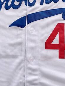 Men's Robinson Legend 42 Button Down Jersey 90s Hip Hop Baseball Jersey Stitched Blue White Clothing Breathable - White - View 5