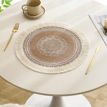 6pcs/8pcs/10pcs Handmade Woven Placemats Set - Bohemian Style Cotton Round Tasseled Table Mats, Suitable For Restaurants, Kitchens, Dining Tables, Heat Resistant, Protect Tables From Stains And Scratches, Extend Table Life, Can Also Be Used As Wall Decor, Shelf Liners, Or Drawer Pads, Great Gift For Valentine's Day, Christmas, Halloween - Multicolor - View 5