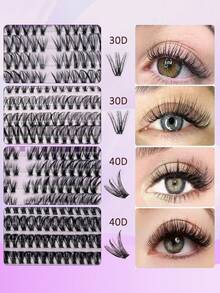 608pcs/Set High Capacity Individual False Eyelashes, 30D+40D And 60D+80D Curl Styles (8-16mm), Natural Look, Soft & Smooth, Reusable, Suitable For Travel, Daily Use, Wedding, Date, Party, Holiday - Perfect Christmas/New Year/Lash Gift Set - D - View 5