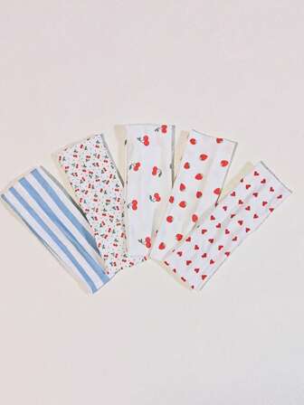 4/5 件装时尚印花发带，花卉、水果、草莓、樱桃图案，弹性防滑柔软布料发带，Y2K 风格发饰，返校季礼物，送给女孩的礼物，生日礼物，圣诞节礼物，送给妻子、姐妹、朋友的礼物。秋冬季度假装扮发带，女士优雅围巾。