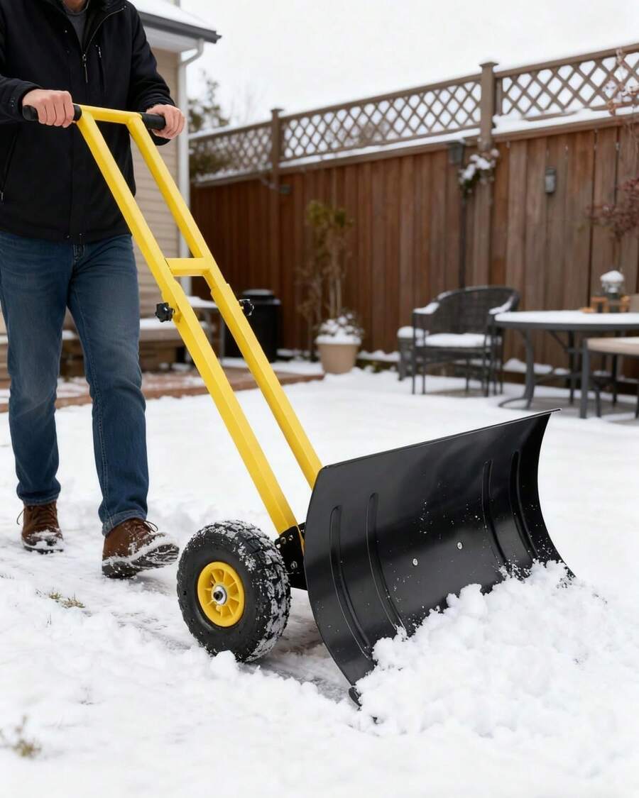 Danolapsi Snow Shovel With 29-Inch Blade And Adjustable Handle,Heavy-Duty Steel Shoveling Tool For Ice Removal,Snow Pusher Shovel For Driveway,Sidewalk,Pavement - Yellow 16.5in H - View 1