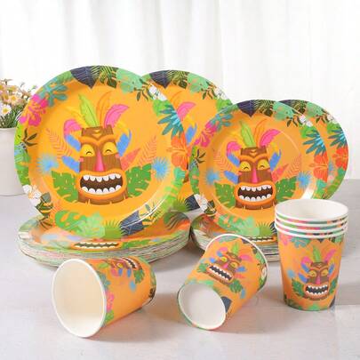 10 قطعة/مجموعة أطباق ورقية يمكن التخلص منها، بقطر 7/9 بوصة، إمدادات حفلة الأقنعة الهاواي، أطباق ورقية بنمط إبداعي، مناسبة لحفلات عيد الميلاد والاحتفالات وتجمعات العائلة والنزهات والهدايا والديكور اليومي لأدوات المائدة