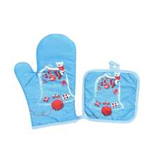 Manoplas y agarraderas navideñas con bonito estampado, antideslizantes y resistentes al calor, para cocina - azul claro - Ver 6