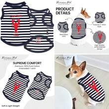 Parisian Pet Dog Summer Clothes | '' Funny Dog Tshirt with Embroidery Pattern, Size(XXS Lobster) - Multicolor - Ver 1