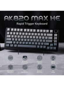 AJAZZ AK820 MAX HE 8K New Hall Effect Mechanical Keyboard, Type-C Wired, Computer Gaming Keyboard, Upgraded Pad-Mounted Mechanical Keyboard, Cool RGB Lighting, Supports Music Rhythm, Gaming, ESports, Office, Web Driving, Quick Adjustment - AJAZZ Official Authentic Products - View 10