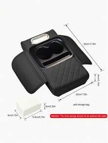 PU皮革汽车扶手箱增高垫 - 多功能，带杯架/手机支架/纸巾盒，缓解驾驶疲劳，通用型，适用于大多数车型 - 彩色 - 查看 3