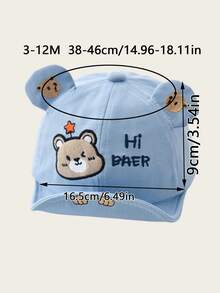 1pc Baby Hat, Cartoon Bear Design, Thin Brim Baseball Cap, Suitable For Outdoor, Fits 3-12 Months, Spring/Autumn - HIBAER Bear - View 3