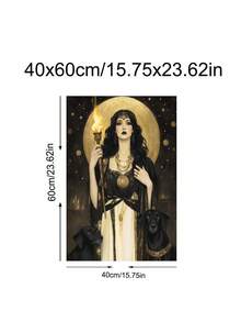 1件复古莉莉丝与苹果和蛇哥特式神话墙饰，黑暗女神女巫装饰，赫卡忒设计，希腊神话哥特式壁挂，神圣女性，黑暗异教女巫礼物，卧室装饰，客厅装饰，厨房装饰，宿舍装饰，送给朋友的理想礼物，墙饰，墙面装饰，家居装饰，房间装饰，帆布壁挂，海报，带框墙饰，多种画框可选 - 彩色 - 查看 21