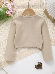 Chal de punto blanco puro elegante para niñas, el delicado ribete de encaje agrega suavidad y abre nuevas posibilidades de estilo para la primavera - Caqui - Ver 6