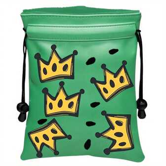 Rolig golfväska med värdesaker, grönt kronmönster, golftee-väska i PU-läder med dragsko, handväska med golfbolltee, golftillbehör för kvinnor och män, golfälskare