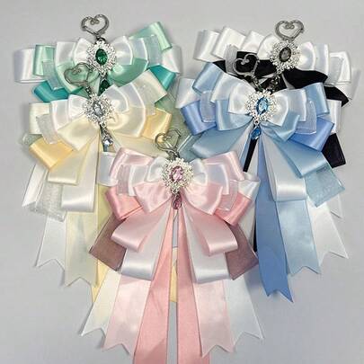 1pc Unique Design Pendant Decoration Bow Knot, 4 Styles 23 Colors, Multi-Layer Mesh Ribbon Handmade DIY Finished Product, Otaku Idol Fan Cheering Stick Decoration, Cartoon Anime Game Comic Con Cosplay Accessory, Lolita Kawaii Otaku Bag Decoration