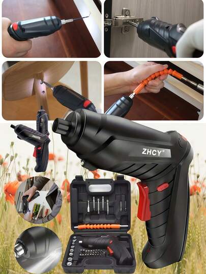 Rechargeable Electric Screwdriver Set With LED Light, Compact Size, Mini Electric Screwdriver, Lightweight Wireless Design, Easy To Use