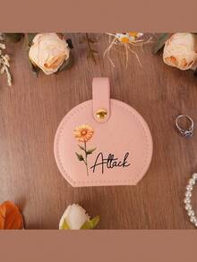 1pc Custom Jewelry Bag, Personalized Travel Jewelry Box, Custom Name And Birth Flower Jewelry Box Small Square Earrings Organizer With Handle Bridesmaid Wedding Gift Box For Sisters And Friends, Birthday, Wedding, Mother's Day, Valentine's Day, Party, Custom Small Gifts,Multi-Functional, ,Ornamental,Reusable,Exquisite,Stylish,High-Qu - Multicolor - View 6