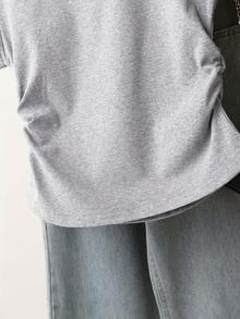 Black Printed Soft Casual Cropped Short Sleeve Top