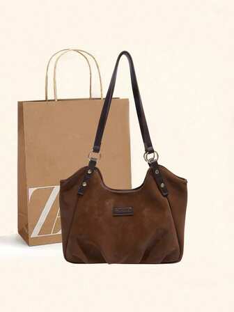 Autumn/Winter New High-End Matte PU Leather Women Tote Bag, Casual Fashion Large Capacity Shoulder Bag With Dual Handles And Zipper Closure, Suitable For Daily Commute, Shopping, Dating, Short Trip, Business Outfit