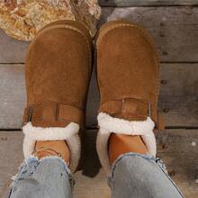 Women's Fashion Versatile Snow Boots, Warm Boots, Slip-On, Thick Sole Boots, Metal Buckle Short Boots, Winter New Arrival - Camel - View 14