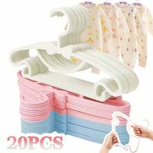 20 piezas de perchas de plástico ligeras | Diseño antideslizante, adecuadas para ropa de jóvenes, estructura ahorradora de espacio, ideal para dormitorio, lavandería, organización del armario de la guardería - Multicolor - Ver 2