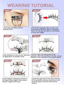 1 Pair Magnetic False Eyelashes, Including Applicator, 3D Faux Mink Pointed Cartoon Eyelashes, Easy To Wear, Glue-Free, Suitable For Women's Gatherings, Parties, And Makeup - 尖尾漫畫款 - 查看 2