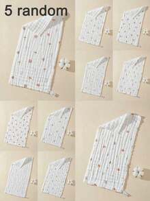 5/3条装随机婴儿纯棉六层纱布毛巾，新生儿浴巾，儿童面巾