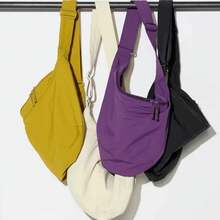 Bolsos cruzados casuales para hombres y mujeres, bolsos de hombro de nylon de gran capacidad, ligeros, con bolsillo con cremallera, carteras - Amarillo oscuro - Ver 4