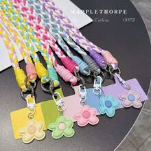 2026新年情人节网络红人糖果五瓣花手机挂绳，多巴胺色，长款斜挎，ins风撞色设计，手工制作，经久耐用，适合户外旅行、徒步，男女通用，短款手机支架，智能手机腕带，智能手机挂绳，钥匙扣，智能手机挂饰，智能手机单肩包，手机配件，手机吊坠