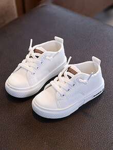 1双婴儿休闲运动鞋，春秋季新款软底防滑幼儿男童帆布鞋 - 白色 - 查看 3